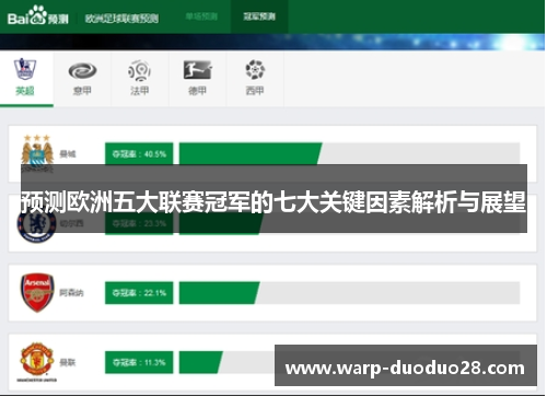 预测欧洲五大联赛冠军的七大关键因素解析与展望 预测欧洲五大联赛冠军的七大关键因素解析与展望